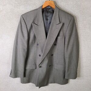Marco Visconti Jacket‎ Mens 42R Brown Houndstooth Blazer Wool Double Breasted
